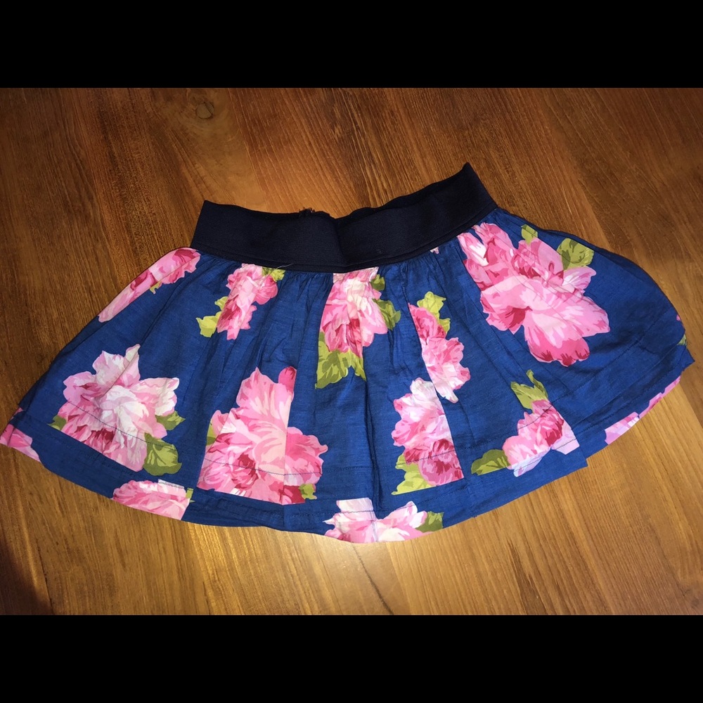 blue floral skirt